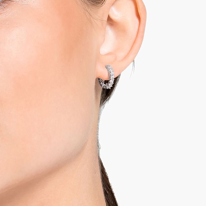 Swarovski Vittore Hoop Earrings, Round Cut, White, Rhodium Plated