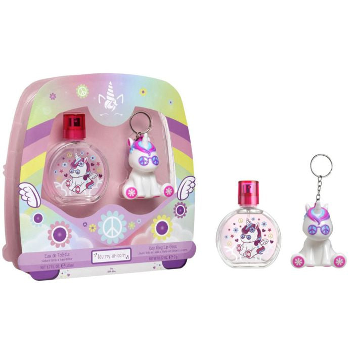 Air-Val Eau My Unicorn Hippie EDT 50Ml + Lip Gloss Key Ring Gift Set For Kids By Abu Shakra