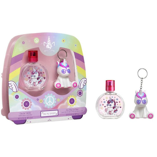 Air-Val Eau My Unicorn Hippie EDT 50Ml + Lip Gloss Key Ring Gift Set For Kids By Abu Shakra