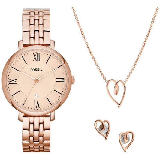 Fossil ES5252 Women’s Watch 36mm Rose Gold Gift Set by Abu Shakra