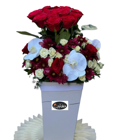 Special red & white flowers bouquet