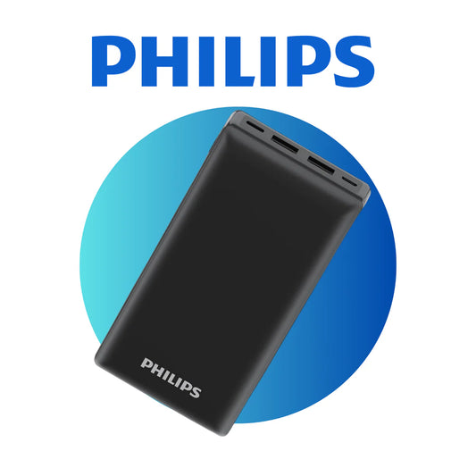Philips 20000mAh Power Bank with 20W PD & QC3.0, USB-A & Type-C Ports (Black)