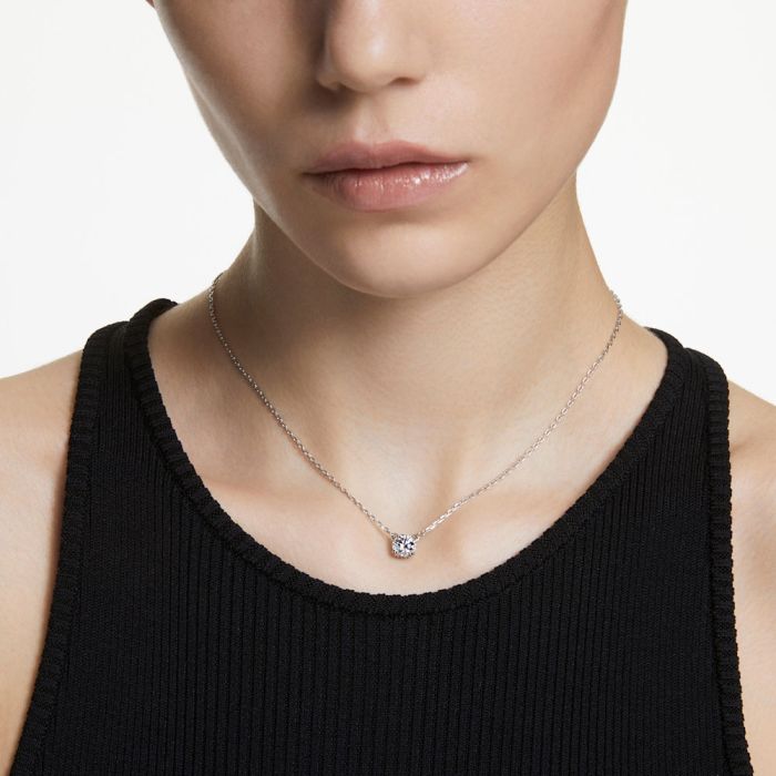 Swarovski constella Pendant, Round Cut, White, Rhodium Plated