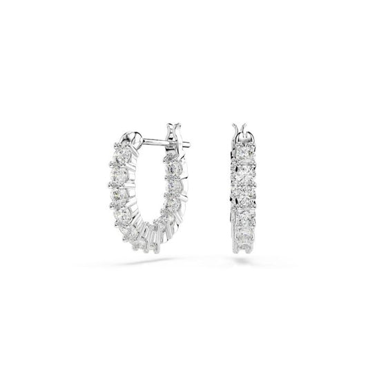 Swarovski Vittore Hoop Earrings, Round Cut, White, Rhodium Plated