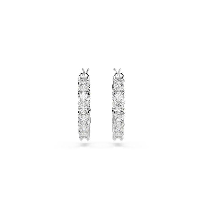 Swarovski Vittore Hoop Earrings, Round Cut, White, Rhodium Plated
