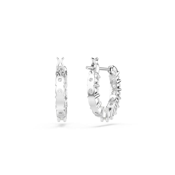Swarovski Vittore Hoop Earrings, Round Cut, White, Rhodium Plated