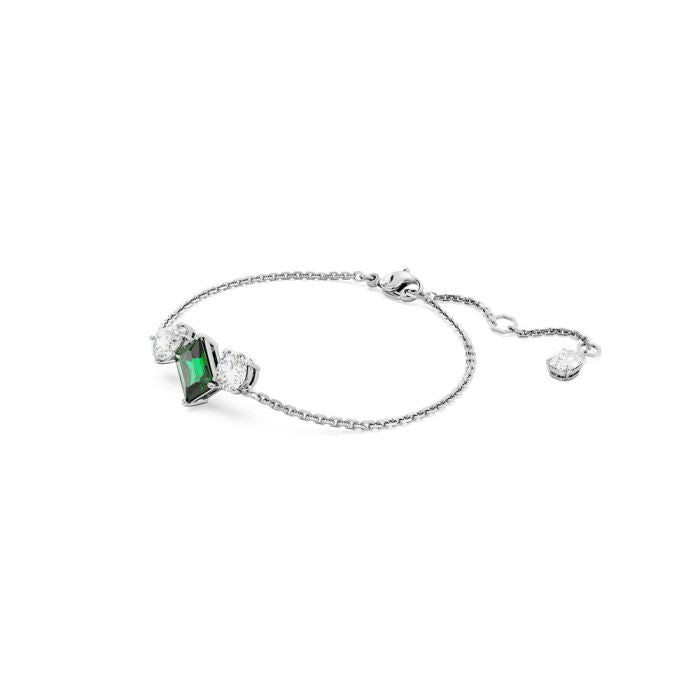 Mesmera Bracelet, Mixed Cuts, Green, Rhodium Plated , Swarovski