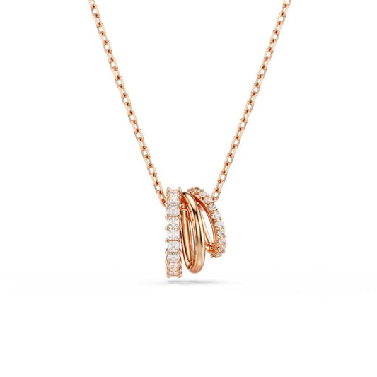 Hyperbola Pendant, Mixed Cuts, White, Rose Gold-Tone Plated